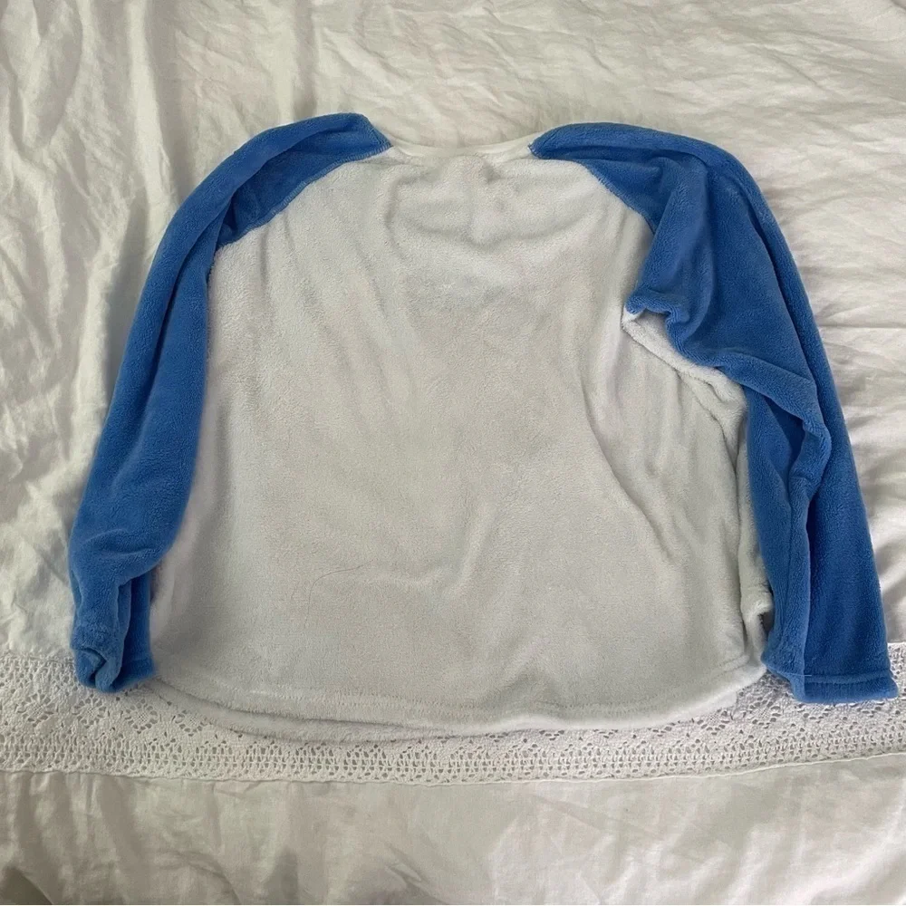 Disney XL Eeyore Pajama Top Sweatshirt Fleece “Wake Up For What” Blue White - Picture 4 of 4